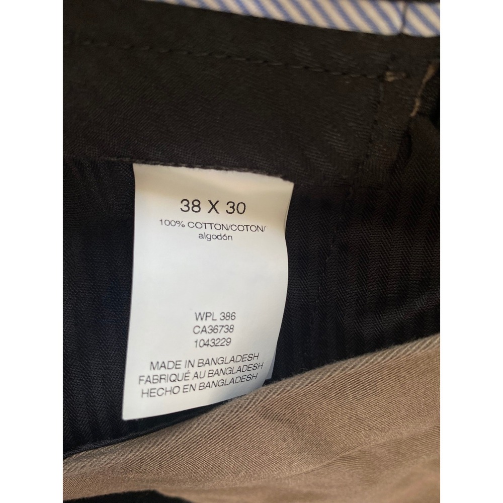 Haggar Chino Pants Men 38x30 Brown Classic Fit Work To Weekend Cotton Flat Front - Picture 9 of 9